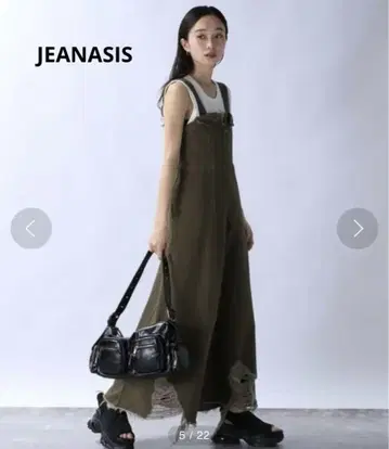 지나시스 크러쉬 데님 잔스카 카키 데미지 프리 사이즈
