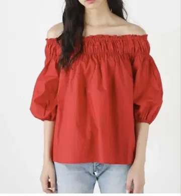MOUSSY 오프숄더 퍼프 슬리브 상의