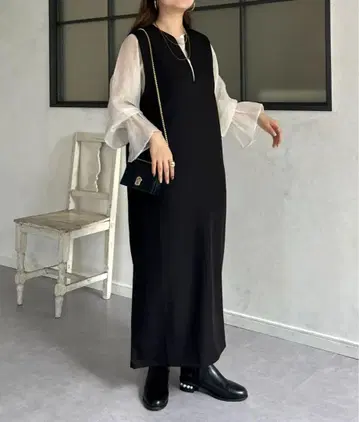 시어 블라우스 세트 키 넥 원피스