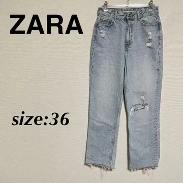 ZARA 자라 데미지 데님 데님 팬츠 스트레이트 데님 청바지