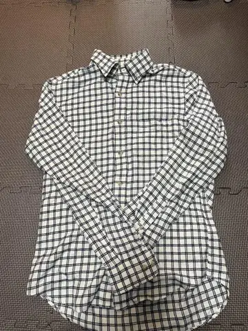 체크 무늬 긴팔 셔츠 화이트/네이비