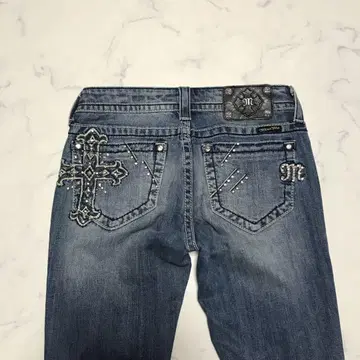 00s 아카이브 십자가 큐빅 슬림 청바지 헤이세이 Y2K