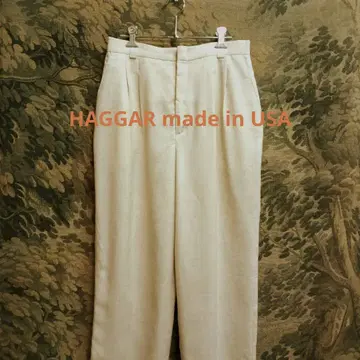 USA HAGGAR 린넨 10% 2턱 TALON 지퍼 슬랙스 팬츠