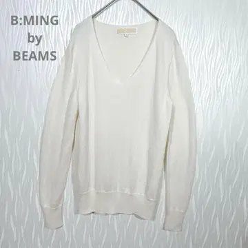 B:MING by BEAMS 아이보리 실크 울 V넥 니트
