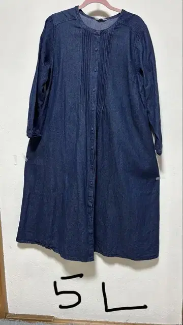 빅 사이즈 5L 다크 블루 셔츠 원피스 긴팔