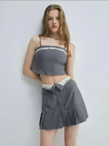 에이미 이스트 월 eimyistoire 로고 플리츠 치마바지 GRY S