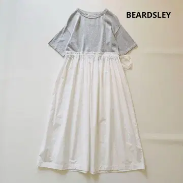 비어즐리 BEARDSLEY 니트 콤비 개더 원피스