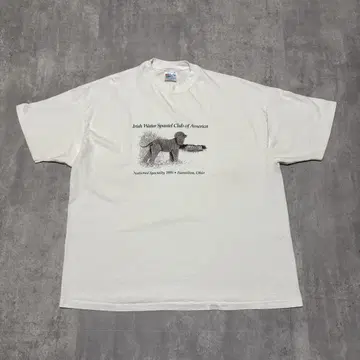 90s Hanes USA제 티셔츠 개 아이리쉬 워터 스패니얼
