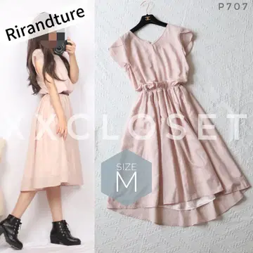 p707 리랜드트루 프렌치 슬리브 피쉬 테일 원피스 M 핑크