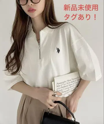 Ada U.S. POLO ASSN 하프 지퍼 숏 슬리브 폴로 셔츠 반팔