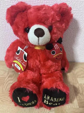 빨간색 봉제 인형  지역 특산품 베어  후쿠시마 아카베코