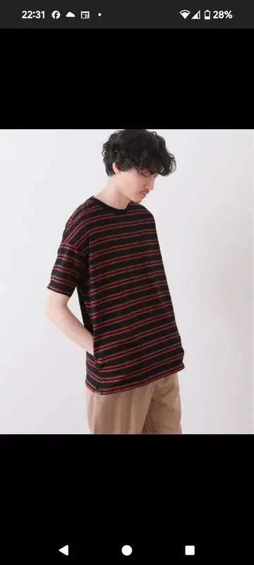 마인 데님 HD 피치 보더 데님 티셔츠 얇은 보더 사이드 포켓
