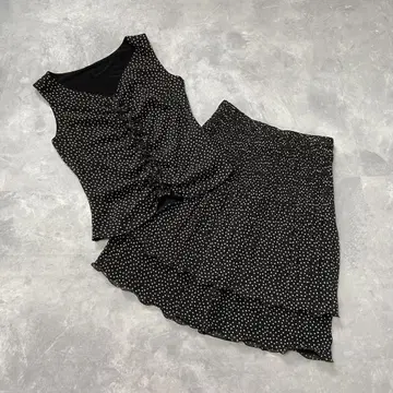 베라 셋업 일본제 도트 무늬 프릴 티어드 스커트