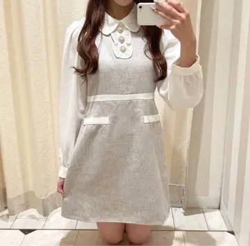 evelyn 비쥬 레이스 옷깃 OP 원피스