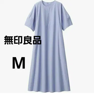 무인양품 냉감 브로드 풀오버 반팔 원피스 블루 M