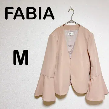 파비아 여성용 노카라 자켓 플레어 소매 핑크 M