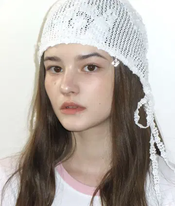 크랭크 레이스 크로셰 보넷_화이트