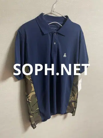 SOPH.NET 피케 셔츠 네이비 카모플라쥬 전갈 로고 사이즈 M