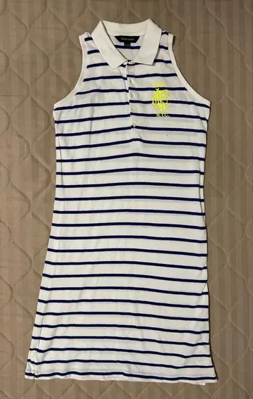 Ralph Lauren 슬리브리스 폴로 드레스 XL 화이트/파랑