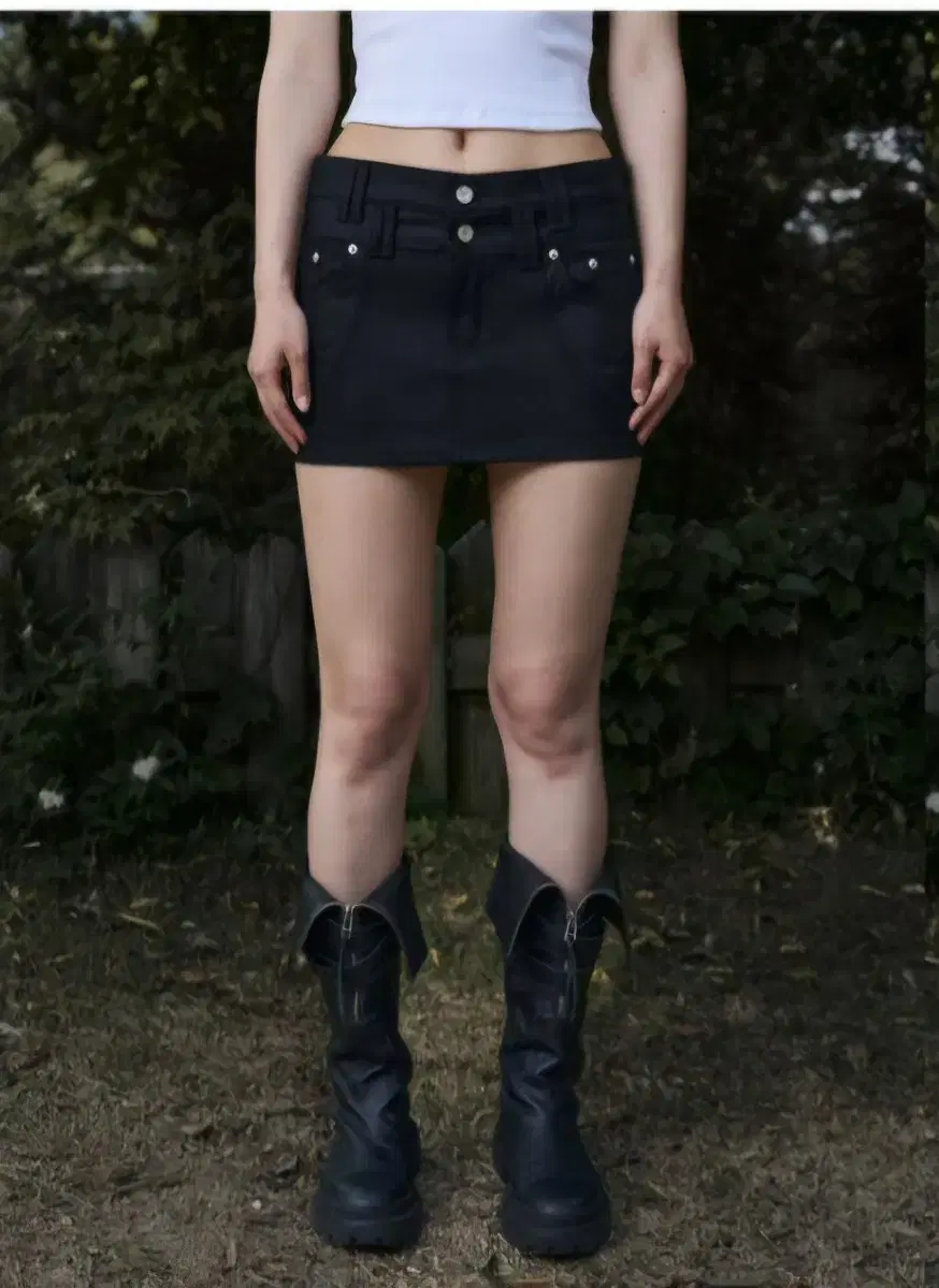 Bohemian Seoul Double Belt Line Mini Skirt