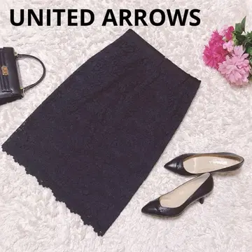 UNITED ARROWS 타이트 스커트 네이비 레이스