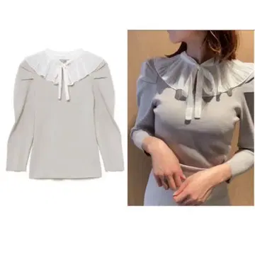 snidel 플리츠 칼라 니트 풀오버