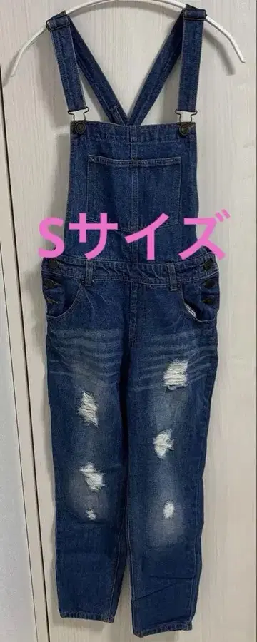오버롤 데님 데미지 진 살로펫 S 구제 의류 레트로 여름