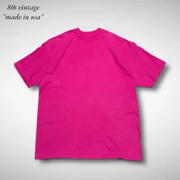 80s 미국제 Hanes 핑크 XL 무지 싱글 스티치 빈티지 티셔츠