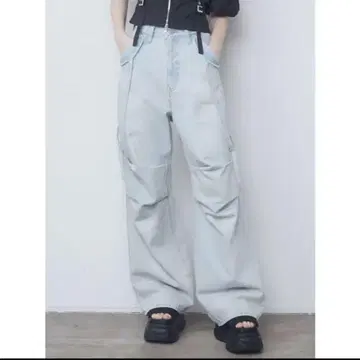 EMODA 더블 벨트 루즈 청바지