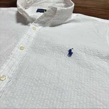 Ralph Lauren 화이트 버튼 다운 셔츠 시어서커 XL