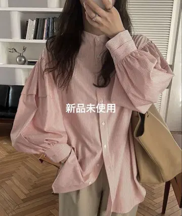 윌프리 스트라이프 벌룬 슬리브 셔츠 미사용 새상품