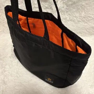 ALPHA INDUSTRIES 토트백 블랙 오렌지 A4 대용량