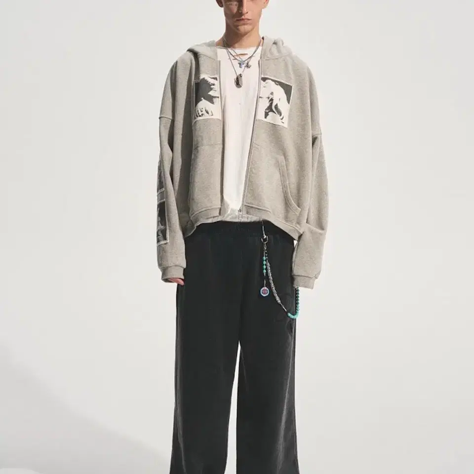 BASTARD Punk Print Patch Washed Hoodie Zip-Up | Bunjang Global