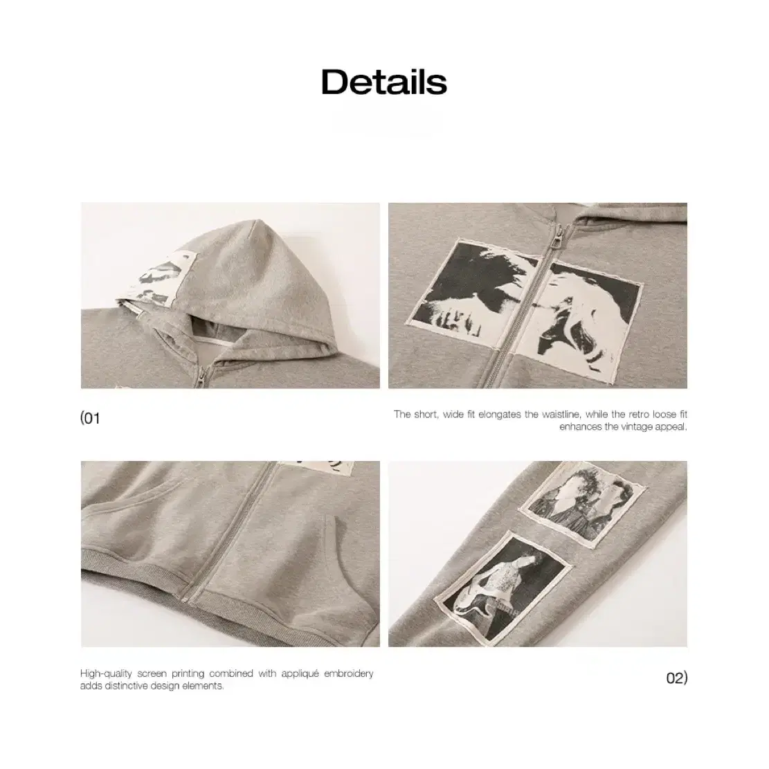 BASTARD Punk Print Patch Washed Hoodie Zip-Up #비엑세스,#바스타드