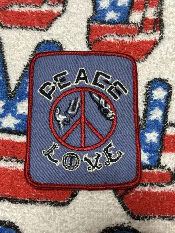 빈티지 1970년대 미사용 PEACE 와펜 자수 레어 우드스탁 구제 의류