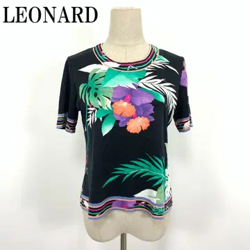 LA6809 레오나르 코튼 올 패턴 반팔 블라우스 블랙 계열 L