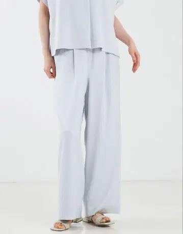 qualite 칼리테 린넨 라이크 와이드 팬츠 라이트 블루