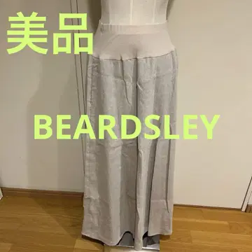 BEARDSLEY 린넨 플레어 스커트 리브 허리 베이지 사이즈 1