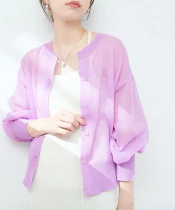 natural couture/스모크 유리 단추 시어 가디건