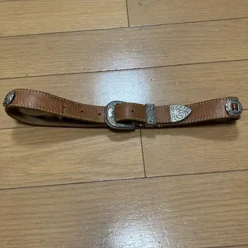 브라운 가죽 벨트 실버 버클