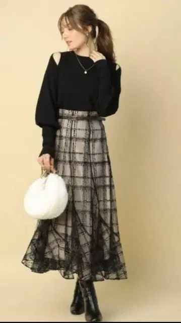아푸와이저 리셰 시어 체크 에스카르고 스커트