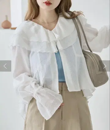 카스타네 메쉬 프릴 블라우스