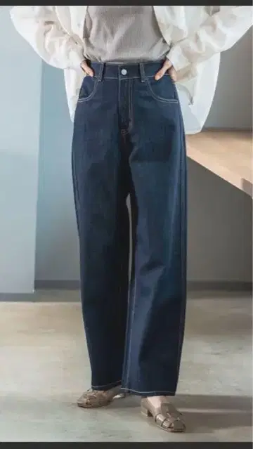 글로벌 워크 GOOD 데님 배기 팬츠 L 네이비