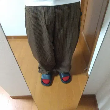초레어 Sara Jean 체크 무늬 와이드 팬츠