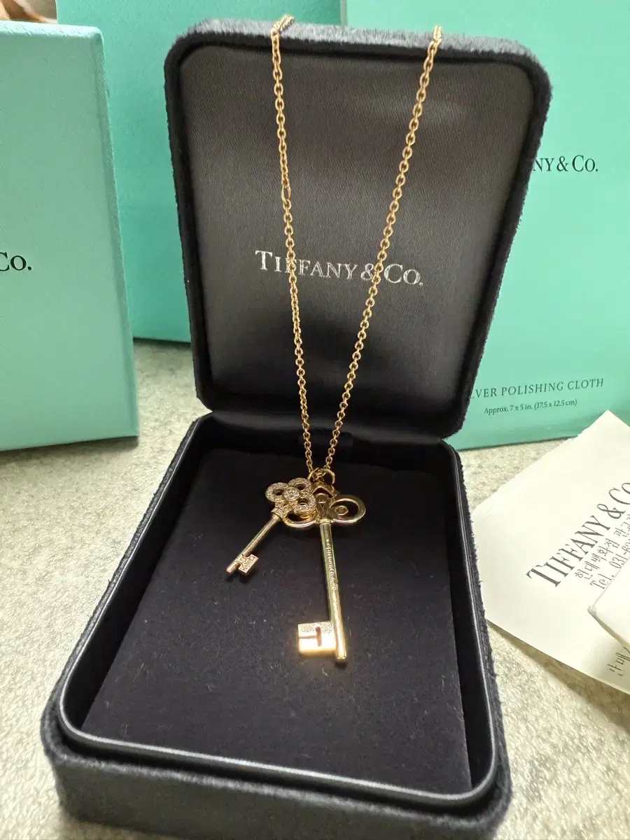 Tiffany Fleur de Lis Key Pendant Authentic Full Set!