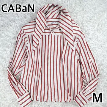 CABaN 셔츠 스트라이프 긴팔 보타이 리본 면 M