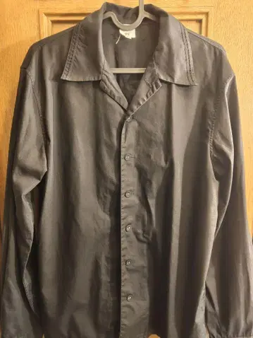 GAULTIER HOMME 뒷면 아플리케 오픈 카라 셔츠 블랙 48