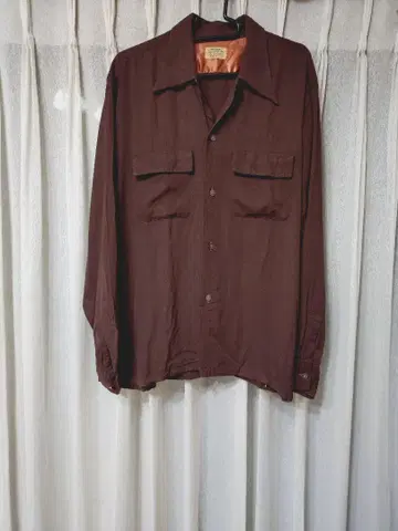 VINTAGE 40s~50s nofade 레이온 가바 오픈 카라 셔츠