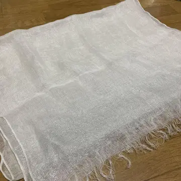 미사용 balanco 린넨 럭셔리 무지 화이트 라메 실 프린지 스톨 숄