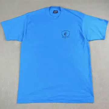 90s 프룻 오브 더 룸 티셔츠 블루 십자가 원 포인트 영문